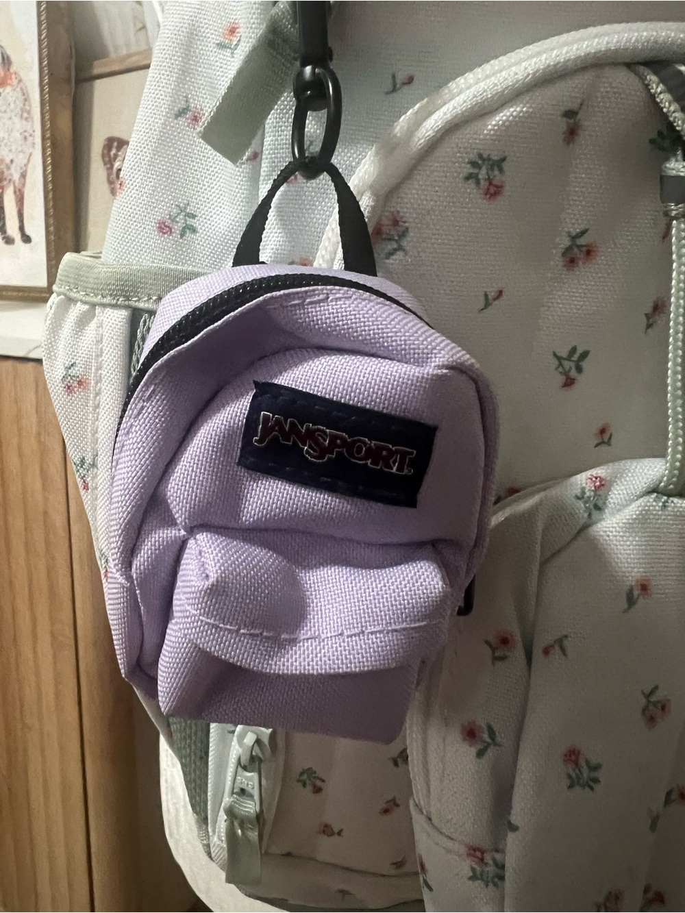 Jansport Lavender Mini Backpack Charm Keychain